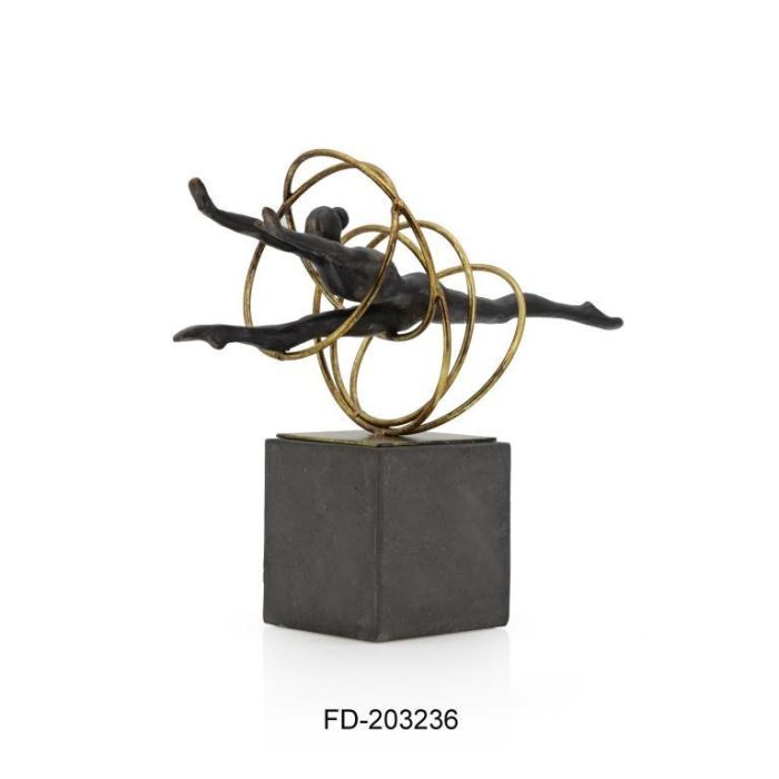 DKD Home Decor Figura Decorativa Moderna Gimnasta de Resina y Metal Negro Dorado 14 x 29.5 x 36 cm
