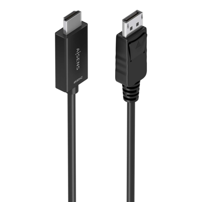 AISENS A125-0894 Cable Conversor DisplayPort a HDMI Macho, 2m, Negro, Soporta 4K@60Hz, Versión HDMI 2.0, DisplayPort 1.2a