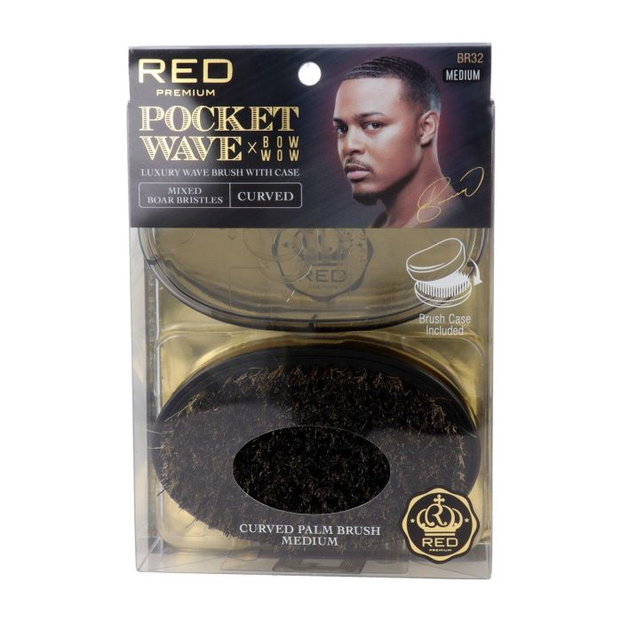Red Kiss Cepillo Pocket Wave Boar Brush Medium