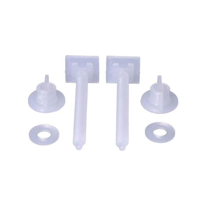 Edm Juego Tornillos Tapa Wc Universal 9 cm Blanco Pvc 1