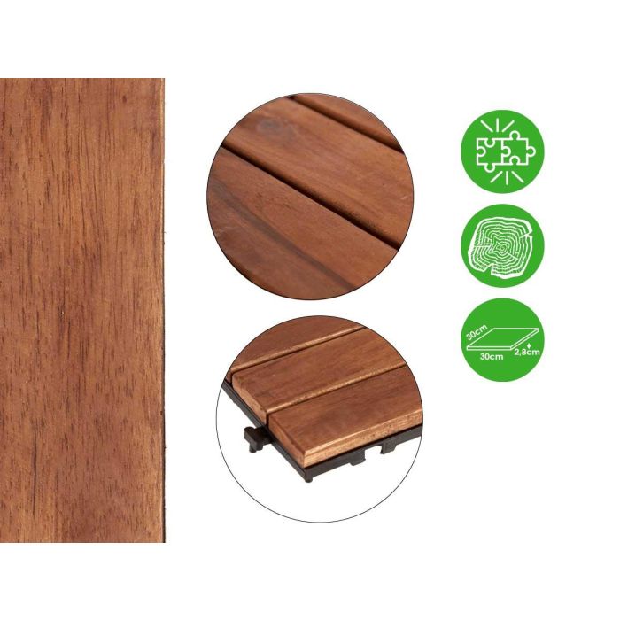 Baldosa de Madera Acacia Ibergarden 30x30 cm - Marrón (6 Unidades) 3 Baldosa de Madera Acacia Ibergarden 30x30 cm - Marrón (6 Unidades) 3