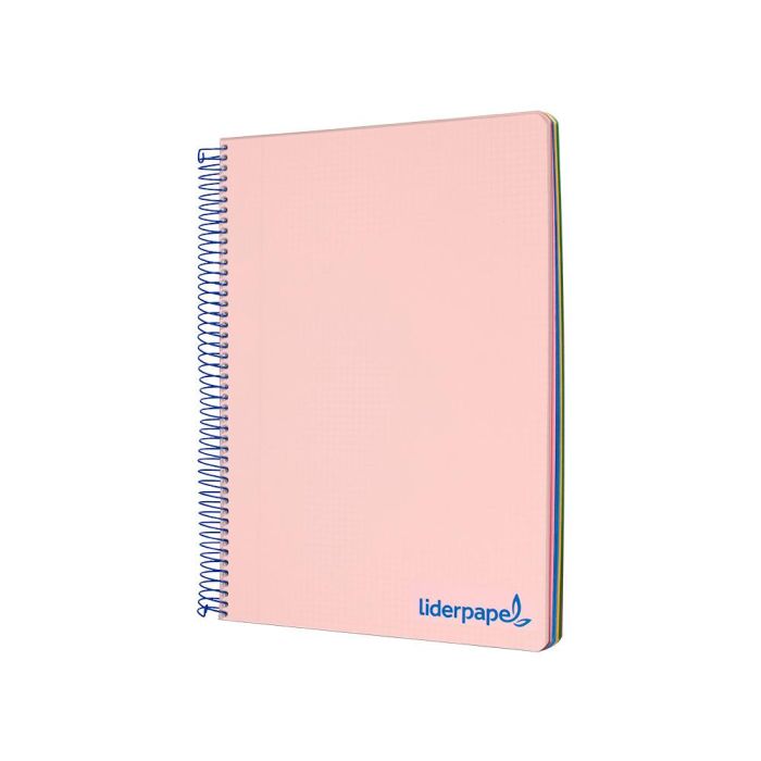 Cuaderno Espiral Liderpapel A5 Micro Wonder Tapa Plastico 120H 90 gr Cuadro 5 mm 5 Bandas 6 Taladros Color Rosa 3