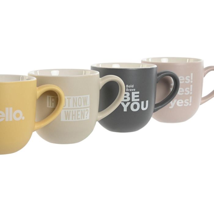 Mug Scandi DKD Home Decor Rosa Amarillo 9 x 9.4 x 13 cm Set de 4 3