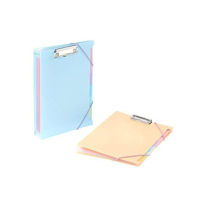 Clasificador Lomo Fuelle Viquel Rainbow Pastel Pp Opaco A4 6 Dptos. Cierre Gomas Con Pinza. Multicolor. Exterior 2 Colores Surtidos (Set de 12)