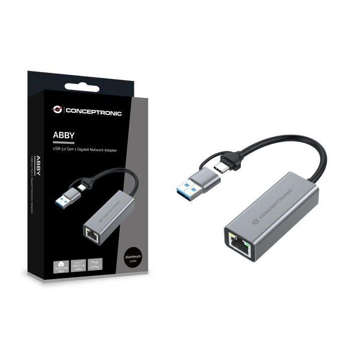 CONCEPTRONIC ADAPTADOR USB 3.2 A GIGABIT ETHERNET RJ45 COMPATIBLE NINTENDO SWITCH Wake-on-LAN
