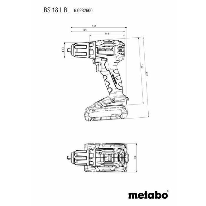 Taladro atornillador inalámbrico sin escobillas 18V 55Nm portabrocas 13mm + 2 baterías 2Ah + cargador + Metabox145 - METABO - BS 18 L BL 3 Taladro atornillador inalámbrico sin escobillas 18V 55Nm portabrocas 13mm + 2 baterías 2Ah + cargador + Metabox145 - METABO - BS 18 L BL 3