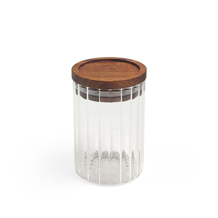 Inde Tarro de Vidrio con Tapa de Acacia Rojo, 150 ml, Capacidad 150 ml, 6.2 x 6.2 x 9 cm (24 Unidades)
