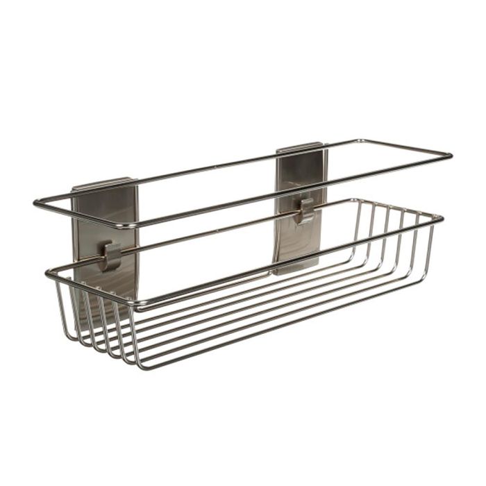 Cesto de baño, níquel satinado, 32,5 x 9,5 x10 cm, 1 unidades + 4 tiras, máx 3 kg 0 Cesto de baño, níquel satinado, 32,5 x 9,5 x10 cm, 1 unidades + 4 tiras, máx 3 kg 0