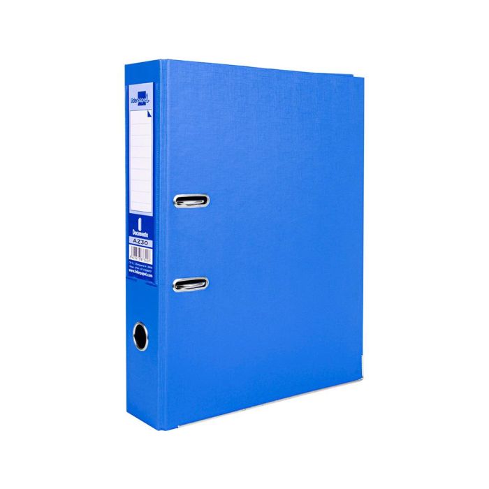 Archivador De Palanca Liderpapel Folio Documenta Forrado Pvc Con Rado Lomo 75 mm Azul Compresor Metalico 6 unidades 1