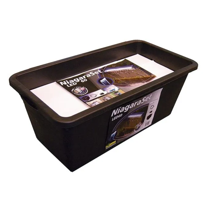 Ubbink Niagara 60 Led Kit de cuchilla de agua con iluminación LED para cascadas, acero inoxidable 304, incluye bomba y manguera 1
