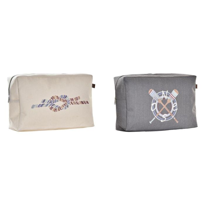 Neceser Atlantico DKD Home Decor Gris Blanco 10 x 20 x 30 cm (2 Unidades) Neceser Atlantico DKD Home Decor Gris Blanco 10 x 20 x 30 cm (2 Unidades)