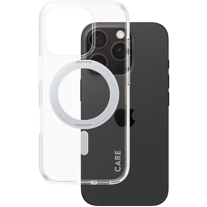PanzerGlass CARE Feature Silver Kickstand MagSAFE para iPhone 16 Pro - Funda Protectora con Soporte