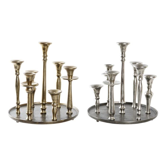 DKD Home Decor Candelabro Moderno Dorado Plateado Aluminio 29 x 30 x 29 cm (2 Unidades) DKD Home Decor Candelabro Moderno Dorado Plateado Aluminio 29 x 30 x 29 cm (2 Unidades)