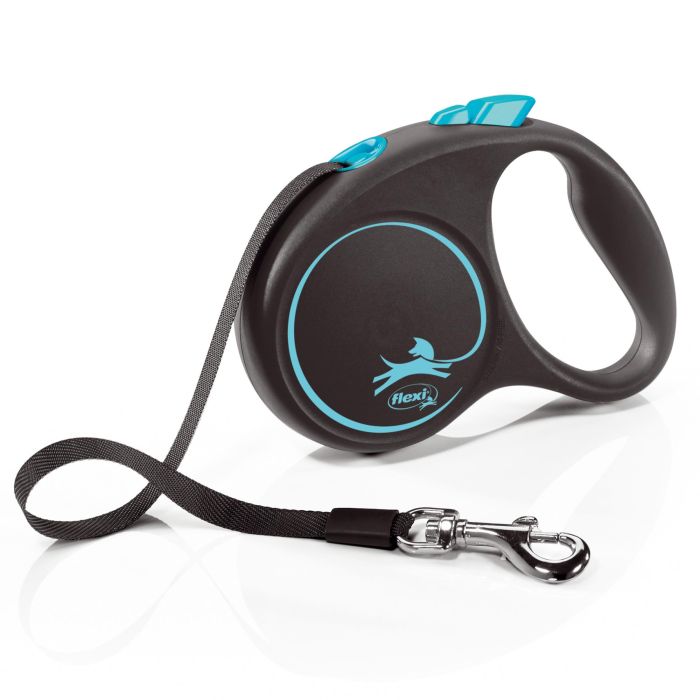Flexi Correa Black Design S Cinta 5M Azul para Perros - Diseño Negro con Contraste Vibrante 2
