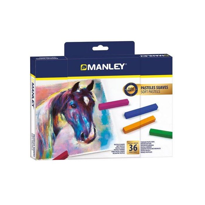 Manley Lápices Pastel Suaves, Caja de 36 Unidades, Colores Surtidos - Ideal para Papel y Cartón