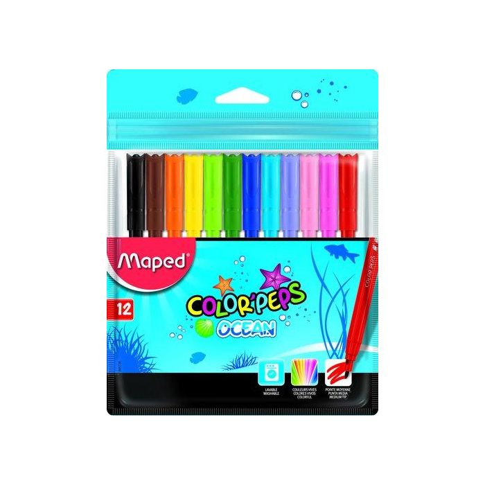 Rotulador Fibra Maped Color´Peps Ocean Estuche De 12