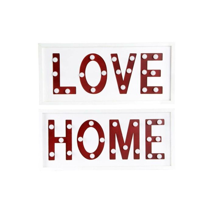 DKD Home Decor Decoración de Pared Urban Cartel LED Madera Blanco Rojo, Diseño Love Home, 4x22x48 cm (2 Unidades) DKD Home Decor Decoración de Pared Urban Cartel LED Madera Blanco Rojo, Diseño Love Home, 4x22x48 cm (2 Unidades)