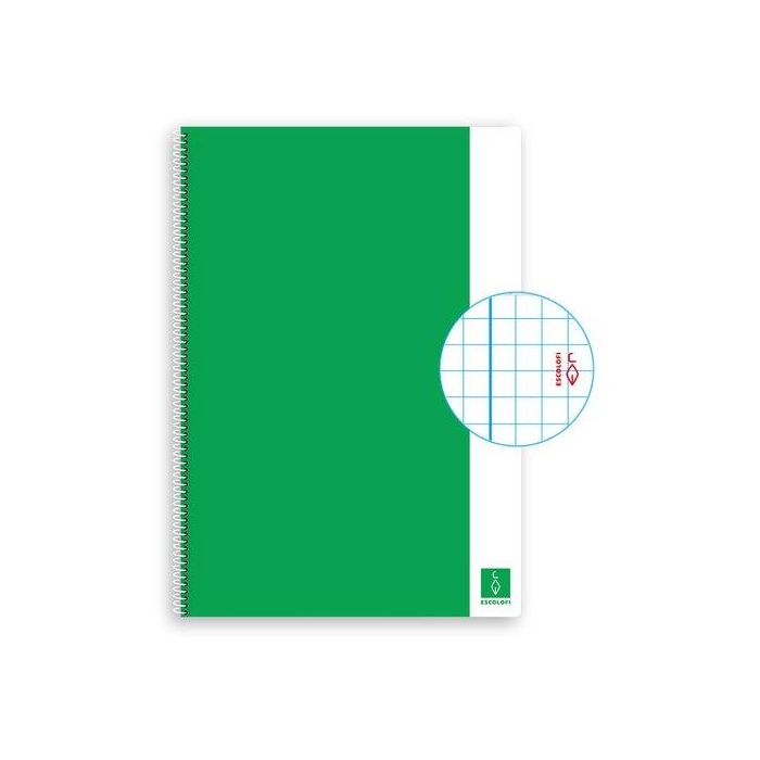 Bloc Escolofi Basic Tapa Dura A4 80H Cuadric.4X4 80G Con Margen Verde 5 unidades