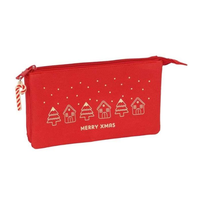 Safta Portatodo Triple Casitas Merry Xmas 22x12x3cm