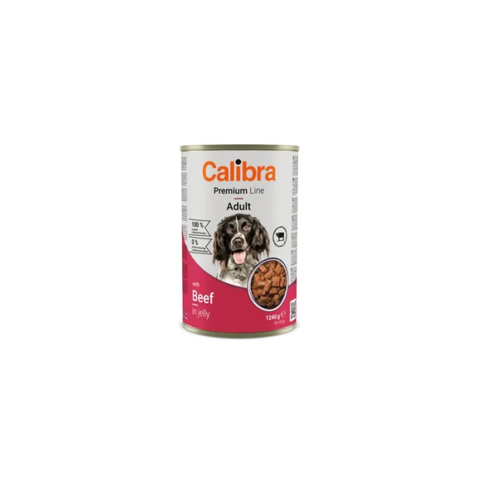 Calibra Dog Premium Alimento Húmedo para Perro Adulto con Vacuno en Gelatina Lata 12x1240 gr Calibra Dog Premium Alimento Húmedo para Perro Adulto con Vacuno en Gelatina Lata 12x1240 gr