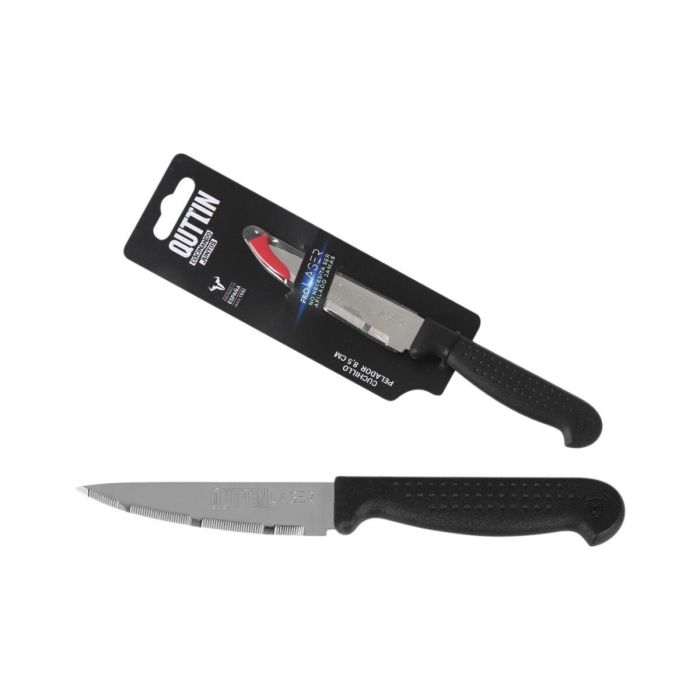 Cuchillo Pelador Quttin Laser Negro Plateado Acero Inoxidable 8,5 cm (36 Unidades) 1