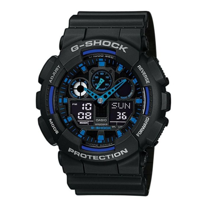 G-Shock GA1001A2ER Reloj de Hombre Cronógrafo de Cuarzo Analógico-Digital con Dial y Brazalete de Resina Negros 20 ATM