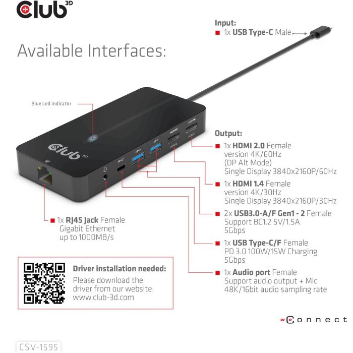 Club3D Hub USB-C 7 en 1: 2xHDMI 4K60Hz, 2xUSB, USB-C PD100W, LAN - Adaptador para portátil/PC 7 Club3D Hub USB-C 7 en 1: 2xHDMI 4K60Hz, 2xUSB, USB-C PD100W, LAN - Adaptador para portátil/PC 7