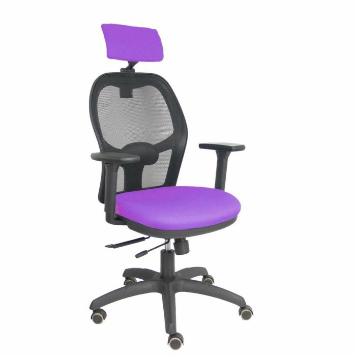 PIQUERAS Y CRESPO Silla Jorquera traslack malla negra asiento bali lila brazos 3D cabecero regulable PIQUERAS Y CRESPO Silla Jorquera traslack malla negra asiento bali lila brazos 3D cabecero regulable