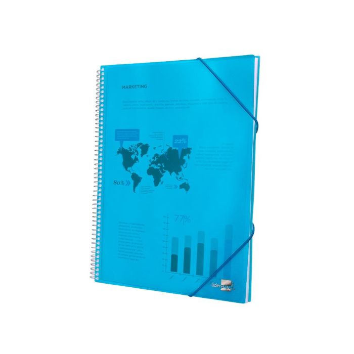 Carpeta Liderpapel Escaparate Con Espiral 80 Fundas Polipropileno Din A4 Azul 2