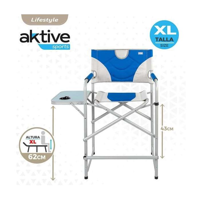 Silla plegable XL de director acero con bolsillo y mesita auxiliar 58x57x103cm 4 Silla plegable XL de director acero con bolsillo y mesita auxiliar 58x57x103cm 4