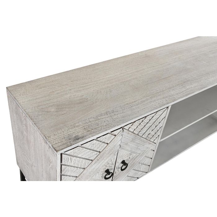 DKD Home Decor Mueble TV Blanco Negro 180 x 40 x 60 cm 1