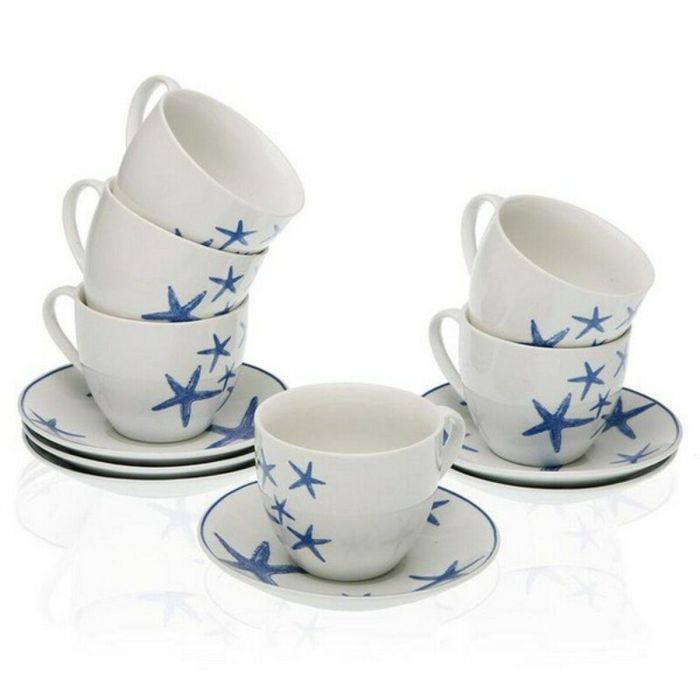 Juego de Tazas de Café Blue Sea Porcelana (6 Piezas)