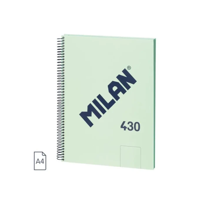 Cuaderno A4 con Espiral y Tapa Dura, 80 Hojas Blancas de 95 Gr/M, Colección 430 Since 1918, Verde Milan 57141E80GR