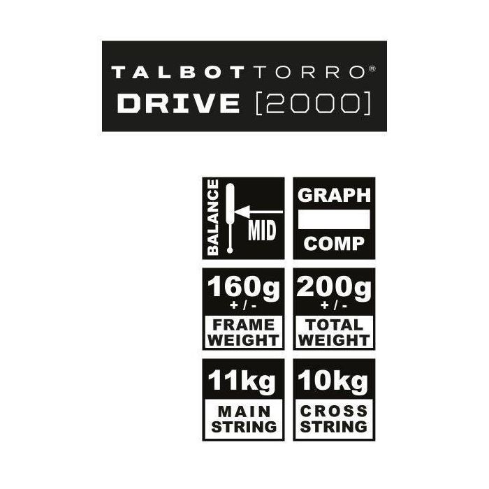 Talbot Torro TAL4015752510024 Raqueta DRIVE 2000 Cordaje US 500, Cabeza 500cm², Marco 19mm, Peso 200g 5