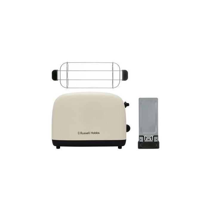 Russell Hobbs 26551-56 Tostador Colours Plus Crema con Ranuras Anchas, Función Levantar y Ver y Calientapanecillos 1