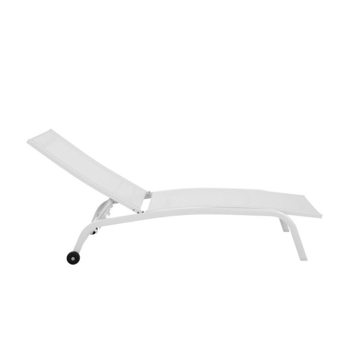 DKD Home Decor Tumbona Terraza y Jardín Reclinable con Ruedas Aluminio Textilene Blanco 187.5x64x97 cm Altura Asiento 31.5 cm 1 DKD Home Decor Tumbona Terraza y Jardín Reclinable con Ruedas Aluminio Textilene Blanco 187.5x64x97 cm Altura Asiento 31.5 cm 1