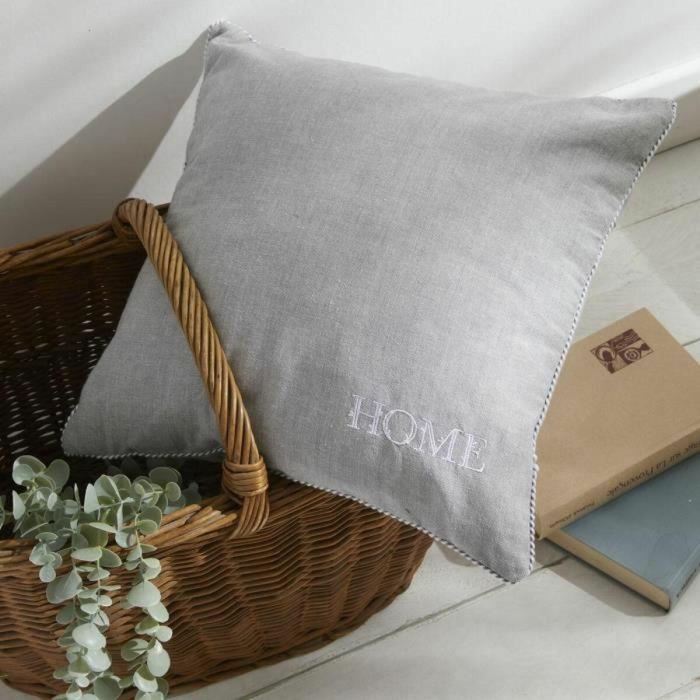 Cojín - HOY - CHARME - Chambray x Petite broderie Capucine - 40 x 40 cm 4 Cojín - HOY - CHARME - Chambray x Petite broderie Capucine - 40 x 40 cm 4