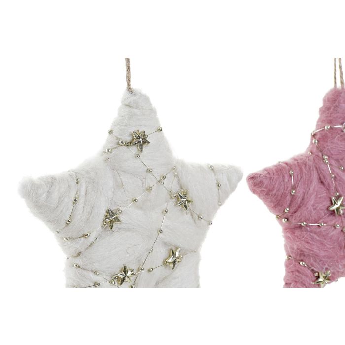 DKD Home Decor Decoración Colgante Navidad Fantasía Estrella Lana Blanco Rosa Palo Dorado 2.5x14x15 cm Surtido (6 Unidades) 1 DKD Home Decor Decoración Colgante Navidad Fantasía Estrella Lana Blanco Rosa Palo Dorado 2.5x14x15 cm Surtido (6 Unidades) 1