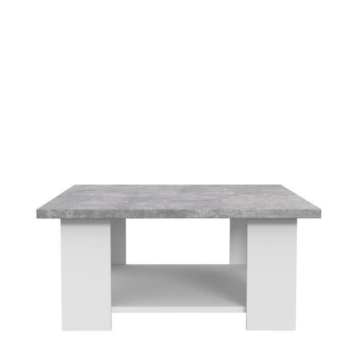 PILVI Mesa de centro de Hormigón blanco y gris claro - L 67 x P 67 x A 31 cm 1