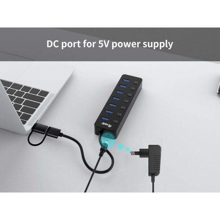 Equip Hub USB-C 3.2 Gen1 7xUSB-A Con Interruptores Adaptador USB-A y Alimentador 9 Equip Hub USB-C 3.2 Gen1 7xUSB-A Con Interruptores Adaptador USB-A y Alimentador 9