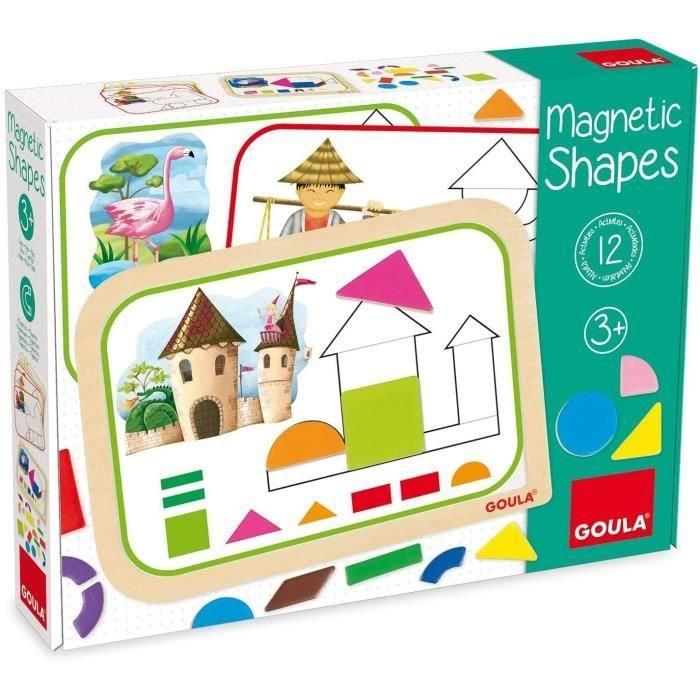 Goula 53155 Juego de Formas Magnéticas de Madera con 12 Actividades y 24 Piezas para Aprender Figuras - Edad +3 años