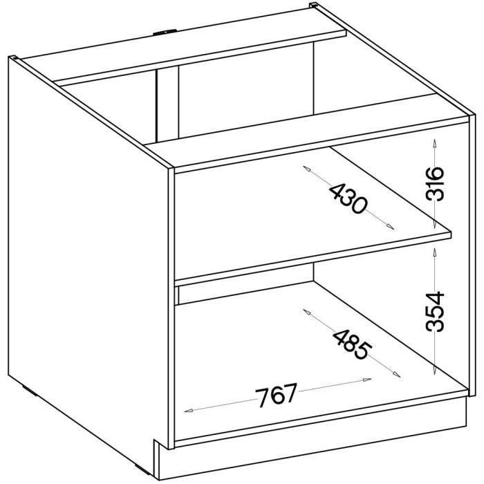 CUISINIER MODENA80D2F Mueble bajo MODENA 80 cm con 2 puertas batientes en Roble Artesanal y Negro Mate 3