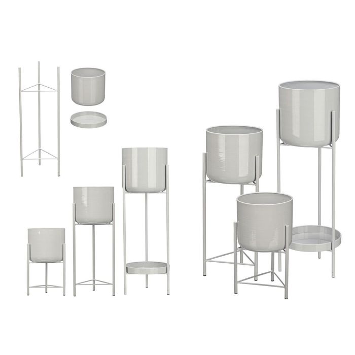 Giftdecor Set de 3 Maceteros con Pie en Gris, 19x60x19 cm (2 Unidades) Giftdecor Set de 3 Maceteros con Pie en Gris, 19x60x19 cm (2 Unidades)