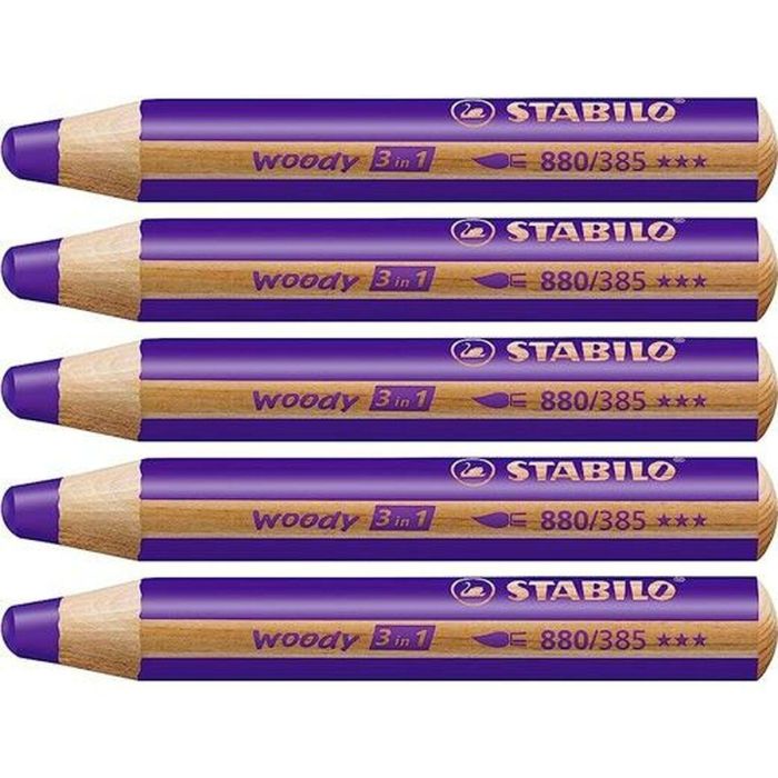 Lápices de colores Stabilo Woody Violeta 3 en 1 (5 Unidades)