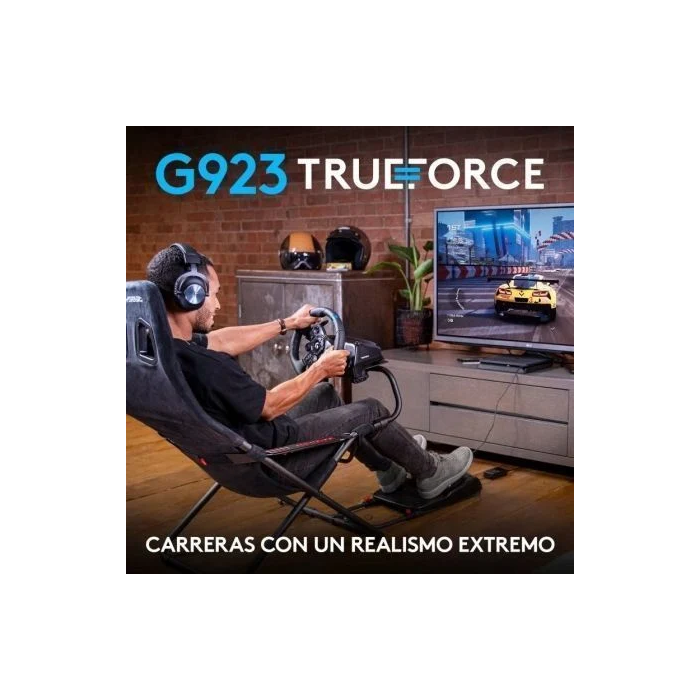 Logitech G923 Volante y Pedales de Carreras con Force Feedback TRUEFORCE para Xbox Series X|S, Xbox One, PS5, PS4 y PC - Volante de Simulación con Pedales de Freno Progresivo