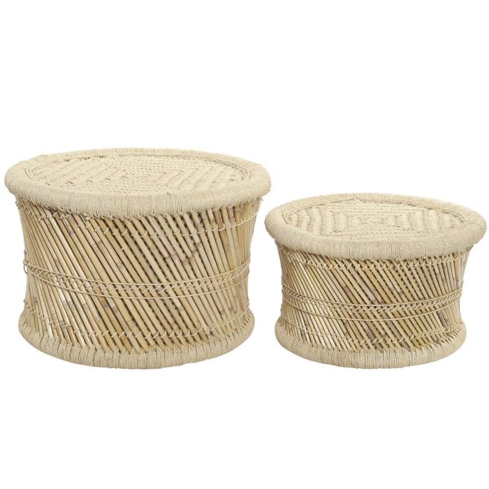 Mesa Centro Balines DKD Home Decor Natural 63 x 42 x 63 cm Set de 2 1