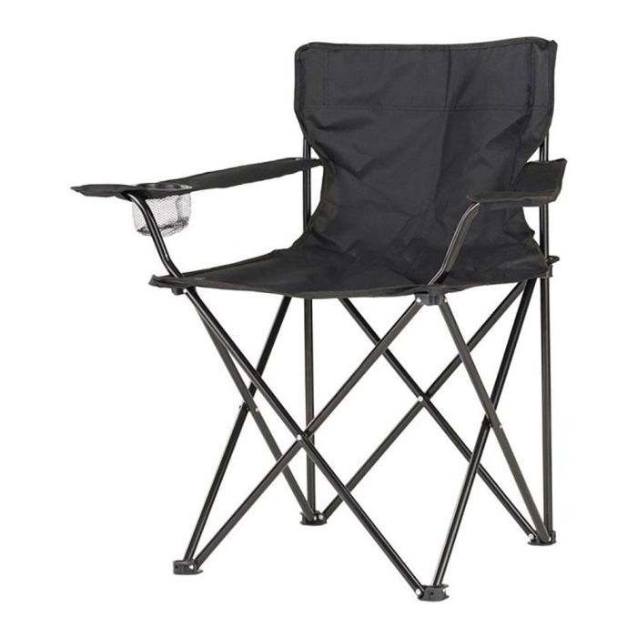 Silla plegable de camping 80x83,5x51cm color negro con bolsa de transporte y portabebidas 0 Silla plegable de camping 80x83,5x51cm color negro con bolsa de transporte y portabebidas 0