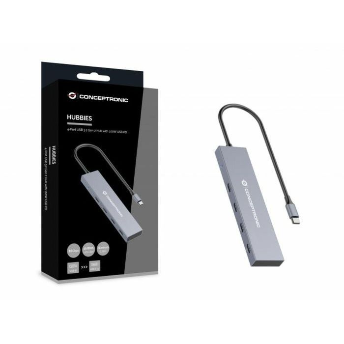 CONCEPTRONIC HUB USB 3.2 HUBBIES14G 4 PUERTOS USB-C 100W PD CARCASA DE ALUMINIO CONCEPTRONIC HUB USB 3.2 HUBBIES14G 4 PUERTOS USB-C 100W PD CARCASA DE ALUMINIO