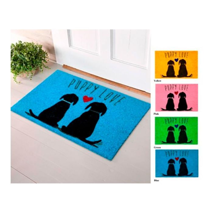 Edm Felpudo 60x40cm modelo perros, fibra de coco y pvc, diseño azul 1