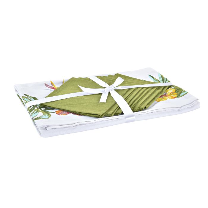 DKD Home Decor Mantel Tropical Tropic Garden Set 9 Poliéster Multicolor Blanco 250x150 cm (2 Unidades) 1 DKD Home Decor Mantel Tropical Tropic Garden Set 9 Poliéster Multicolor Blanco 250x150 cm (2 Unidades) 1